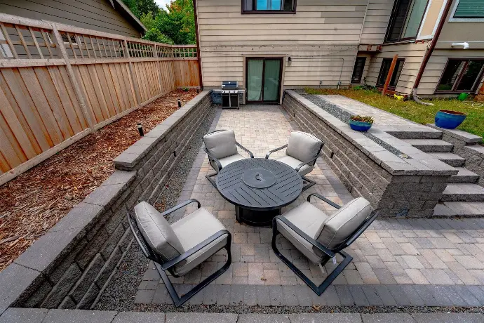 Paver patio with Block Retaining Wall